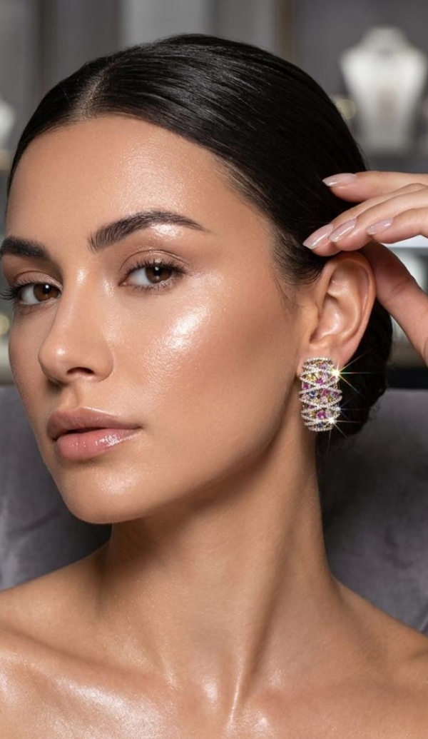 Aurora Multicolor Crystal Hoops