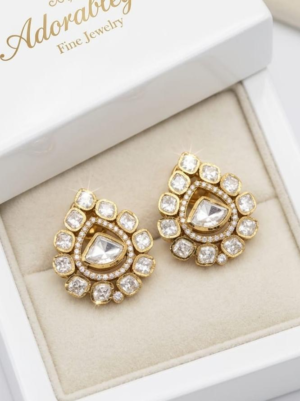 Rajwada Polki Teardrop Studs