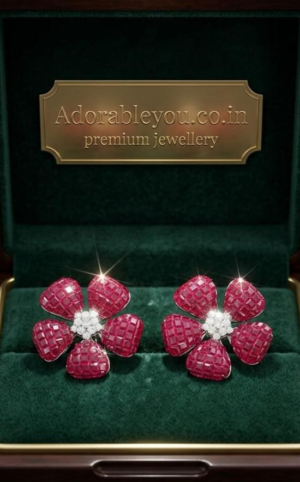 Ruby Blossom Stud Earrings