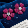 Ruby Blossom Stud Earrings