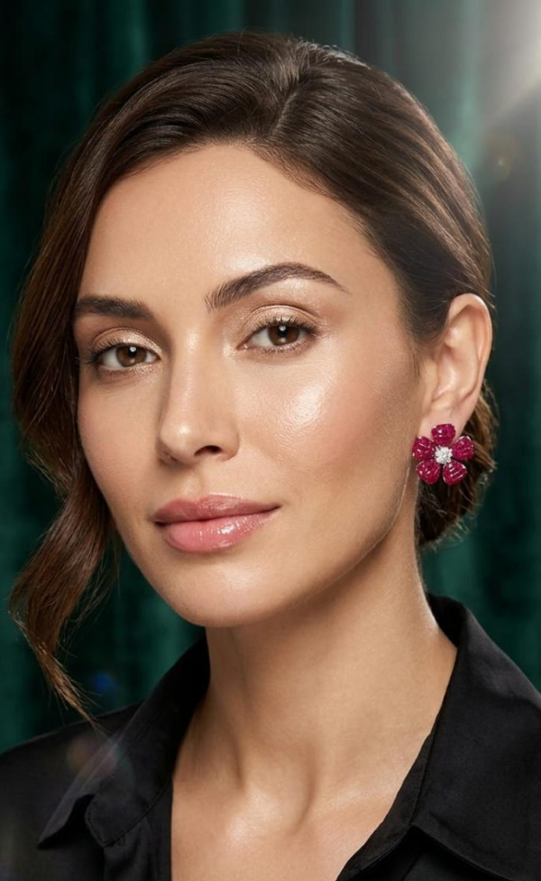 Ruby Blossom Stud Earrings