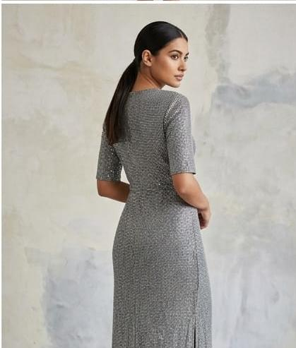 The Clara Metallic Midi Dress