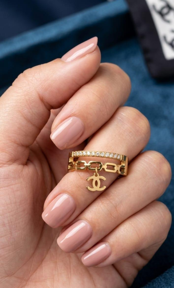 Gold-Plated Chain Charm Ring