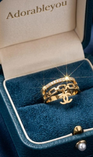Gold-Plated Chain Charm Ring