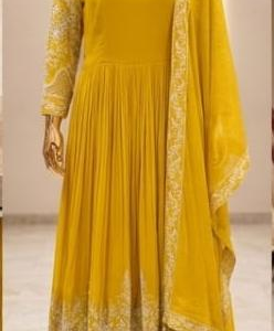 Radiant Mustard Embroidered Anarkali Set