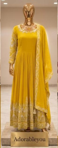 Radiant Mustard Embroidered Anarkali Set
